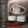 Teardrop-shaped LED Bathroom Mirror with Lights, 28x51, Backlit-Mirror for Wall Mounted, Bathroom Vanity Mirrors with Memory, Dimmable, 3 Colors, Anti-Fog, IP65 Waterproof