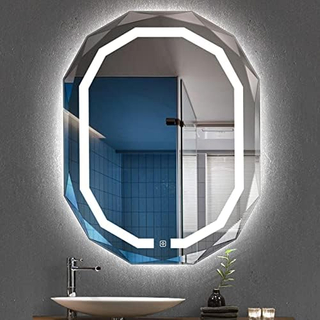 LED Mirror Bathroom Vanity Mirror, Horizontal/Vertical Wall Mounted LED Makeup Mirror with Lights, Beveled Frameless 500x700mm (Color : Vertical (White Light), Size : 600x800mm)