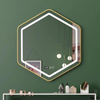 Hexagonal Bathroom Mirror with Lights, LED Illuminated Wall Mounted Vanity Mirror, Bathroom Mirror with Smart Touch Buttons, 3-Colour Dimmable, Smart Demist, Aluminium Alloy Frame