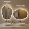 Irregular Backlit Mirror Bathroom 25 X 35 Inch, LED Mirror for Bathroom, Anti-Fog LED Bathroom Mirror with Lights, Dimmable, 3 Colors, Horizontal/Vertical
