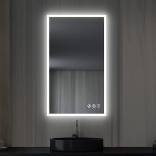 LED Bathroom Mirror - 21"x36" | Wall Mounted Lighted Vanity Mirror with Antifog, 3 Color Dimmer, Adjustable Color Temperature | Backlit Smart Bathroom LED Mirror | Makeup Mirror with Lights