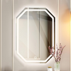 Frontlit and Backlit Octagon Bathroom Mirror, LED Illuminated Wall Mounted Vanity Mirror, Bathroom Mirror with Smart Touch Buttons, 3-Colour Dimmable, Smart Demist
