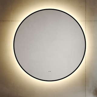 Round Backlit Bathroom Mirror with Black Fram Bathroom Vanity Mirror with Lights Large Lighted Mirror with Smart Touch 3 Colors Dimmable Anti-Fog Waterproof Wall Mounted