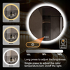 Round LED Bathroom Mirror, 3 Colors Light Dimmable Wall Mounted LED Mirror, Bathroom Mirror with Lights, Anti-Fog Backlit Lighted Round LED Mirror for Bathroom