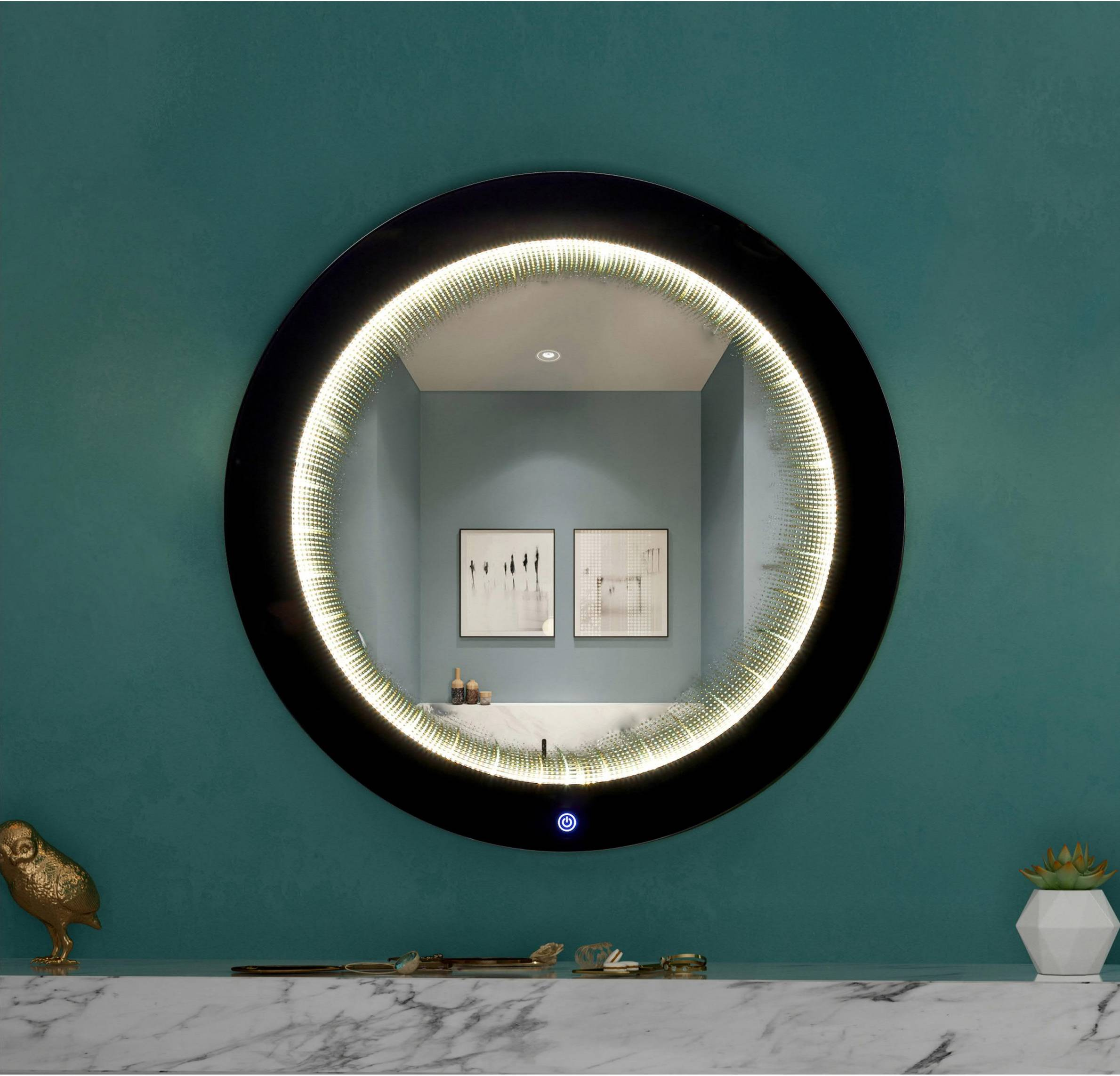 ZHUOTAI Starlips Mirror Tunnel Light LED Infinity Mirror Light with Remote Control 3D Round Infinity Wall Mirror LED Bathroom Mirror 