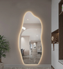 Full-length Led Mirror, Aesthetic Irregular Wavy Bathroom Wall Mirror with Ligths, Modern Hanging Frameless Led Lighted Backlit Mirror (60"x35" Inches)
