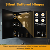 ELEGANT Bathroom Mirror Cabinet with Led Lights, Black Single Door Mirrored Bathroom Wall Cabinets with Demister Pad Dimmer Switch 2 Strip Lights 500 x 700mm