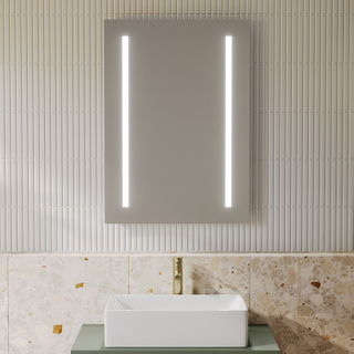 Bathroom Mirror with Frontlit Left and Right , Smart Led Vanity Mirrors, Dimmable, Anti-Fog, Memory, Tempered Glass, Horizontal/Vertical