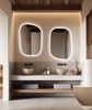 Irregular LED Bathroom Vanity Mirror with Lights, Asymmetrical Led Lighted Wall Mirror, Washbasin Backlit Led Illuminated Amorphous Mirror (Warm Ligth, 42"x54" Inc)