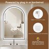 Arch Lighted Bathroom Mirror with Black Frame, Backlit And Frontlit Vanity Mirror, Wall Mounted Mirrors with 3 Color Shatterproof Arch Smart Fog-Free Mirror