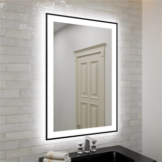Lighted Mirrors with Black Frame, Smart Led Vanity Mirrors, Front And Backlit, Dimmable, Anti-Fog, Memory, Shatterproof, Horizontal/Vertical