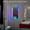  ROUND CORNER LED Bathroom Mirror with Lights, RGB Lighted Vanity Mirrors for Bathroom Wall, Backlit And Front Light, Dimmable Touch Screen Mirror Tempered Glass, 16 X 24 Inch