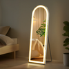 3 Color Lighting Full Body Mirror 60"x 16" Arched Floor Mirror with Lights Wall Mounted Free Standing Leaning for Home, White