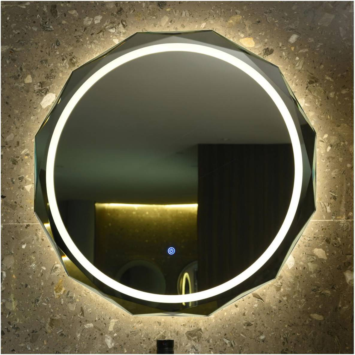 ZHUOTAI Multi Round LED Front Lighted Backlit Vanity Mirror for Bathroom with 3 Colors CRI 90+ Anti-Fog Memory Funtion Wall Mount Makeup Mirror for Bathroom Decor