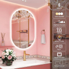 ZHUOTAI Oval-LED-Bluetooth-Mirror for Bathroom, Lighted Vanity Mirror Oval for Wall, Color Temperature from 3000K to 6500K,Dimmable, Tempered Glass, IP54 Water Proof, Plug in