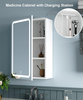 Medicine Cabinet with Mirror, 15.7 X 23.6 Inch Bathroom Wall Cabinet with Lights, LED Bathroom Mirror with Storage, Adjustable Shelf, 3-Color Modes, 2 Outlets & USBs, White BMGZ115W