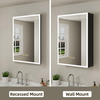 Medicine Cabinet with LED Lights and Mirror, 20 x 28 Inch Recessed/Wall Mounted Bathroom Cabinet, 3-Color Light, Defogger, Memory Function, Outlet & USB, Dimmer, Black