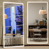 26x68 Inch Full Length Mirror with Lights - LED Full Body Mirrors Stepless Dimmable 3 Color Lighting Floor Standing Hanging for Bedroom Cloakroom,White