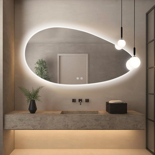 Teardrop-shaped LED Bathroom Mirror with Lights, 28x51, Backlit-Mirror for Wall Mounted, Bathroom Vanity Mirrors with Memory, Dimmable, 3 Colors, Anti-Fog, IP65 Waterproof