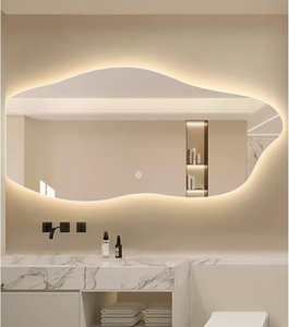 Irregular Led Bathroom Smart Wall Mirror Defogger,bathroom Vanity Mirrors for Wall with LED Light, Three-color Light,Frameless,Backlight(60*120cm)