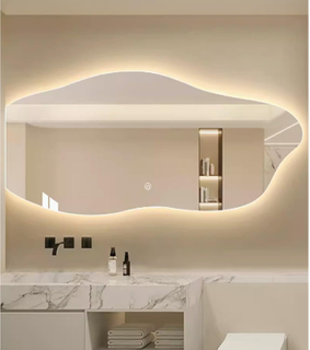 Irregular Led Bathroom Smart Wall Mirror Defogger,bathroom Vanity Mirrors for Wall with LED Light, Three-color Light,Frameless,Backlight(60*120cm)