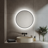 Round Backlit Bathroom Mirror with Black Fram Bathroom Vanity Mirror with Lights Large Lighted Mirror with Smart Touch 3 Colors Dimmable Anti-Fog Waterproof Wall Mounted