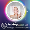 Round LED Bathroom Mirror With Front Light 3 Colors + Rainbow RGB Color Changing Backlit Round Lighted Mirror for Wall Anti Fog 30" Smart Circle Mood Light Up Mirror