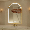 24x36 Inch Gold Tempered Glass LED Arched Mirror for Bathroom Vanity Mirror Or Wall Decor Arch Mirror Brushed Metal Frame Wall Mounted Mirror for Bathroom