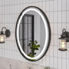 Oval Bathroom Mirror Anti-Fog 3 Colors Light, Wall Mounted Lighted Bathroom Vanity Mirror, Smart Makeup Mirror Touch Switch, Oval Lighted Mirror for Bathroom, Black, 23.6" W X 31.49" H