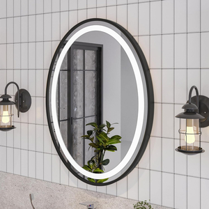 Oval Bathroom Mirror Anti-Fog 3 Colors Light, Wall Mounted Lighted Bathroom Vanity Mirror, Smart Makeup Mirror Touch Switch, Oval Lighted Mirror for Bathroom, Black, 23.6" W X 31.49" H
