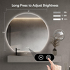 Half Moon Round LED Bathroom Mirror for Wall, 36" Irregular LED Mirror with Anti-Fog, 3-Color Adjustal, Dimmable, Semi Circle Frameless Makeup Mirror for Bathroom, Explosion-Proof