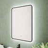 Backlit with Ambient Glow Mirror with Black Frame, Smart Led Vanity Mirrors, Dimmable, Anti-Fog, Memory, Tempered Glass, Horizontal/Vertical
