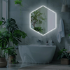 Backlit Hexagonal Bathroom Mirror, LED Illuminated Wall Mounted Vanity Mirror, Bathroom Mirror with Smart Touch Buttons, 3-Colour Dimmable, Smart Demist