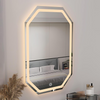 Frontlit and Backlit Octagon Bathroom Mirror, LED Illuminated Wall Mounted Vanity Mirror, Bathroom Mirror with Smart Touch Buttons, 3-Colour Dimmable, Smart Demist