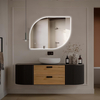 LED Bathroom Mirror with Lights, 36x28 Inch Leaf LED Backlit Mirror Irregular, Anti-Fog, Dimmable Light, Asymmetrical Vanity Mirror for Makeup, Room Decor for Bedroom Horizontal/Vertical