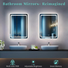 ROUND CORNER LED Bathroom Mirror with Lights, RGB Lighted Vanity Mirrors for Bathroom Wall, Backlit And Front Light, Dimmable Touch Screen Mirror Tempered Glass, 16 X 24 Inch