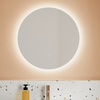 Round Backlit Bathroom Mirror, 3 Colors Light Dimmable Wall Mounted LED Mirror, Bathroom Mirror with Lights, Anti-Fog Backlit Lighted Round LED Mirror for Bathroom
