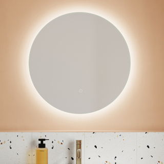 Round Backlit Bathroom Mirror, 3 Colors Light Dimmable Wall Mounted LED Mirror, Bathroom Mirror with Lights, Anti-Fog Backlit Lighted Round LED Mirror for Bathroom