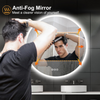 Round LED Bathroom Mirror, 3 Colors Light Dimmable Wall Mounted LED Mirror, Bathroom Mirror with Lights, Anti-Fog Backlit Lighted Round LED Mirror for Bathroom