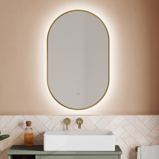 Oblong LED Bathroom Mirror with metal frame, Lighted Wall Mounted Vanity Mirror, Anti-Fog IP65 Waterproof Smart Mirror, Memory Function,3000-6000K(Horizontal Or Vertical)