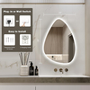 LED Irregular Bathroom Mirror, 20"x28" Teardrop Shape Frameless Wall Vanity Mirror, 3-Color Adjustal, Dimmable, Anti-Fog, Irregular Led Makeup Mirror, Smart Memory Function, IP65 Waterproof