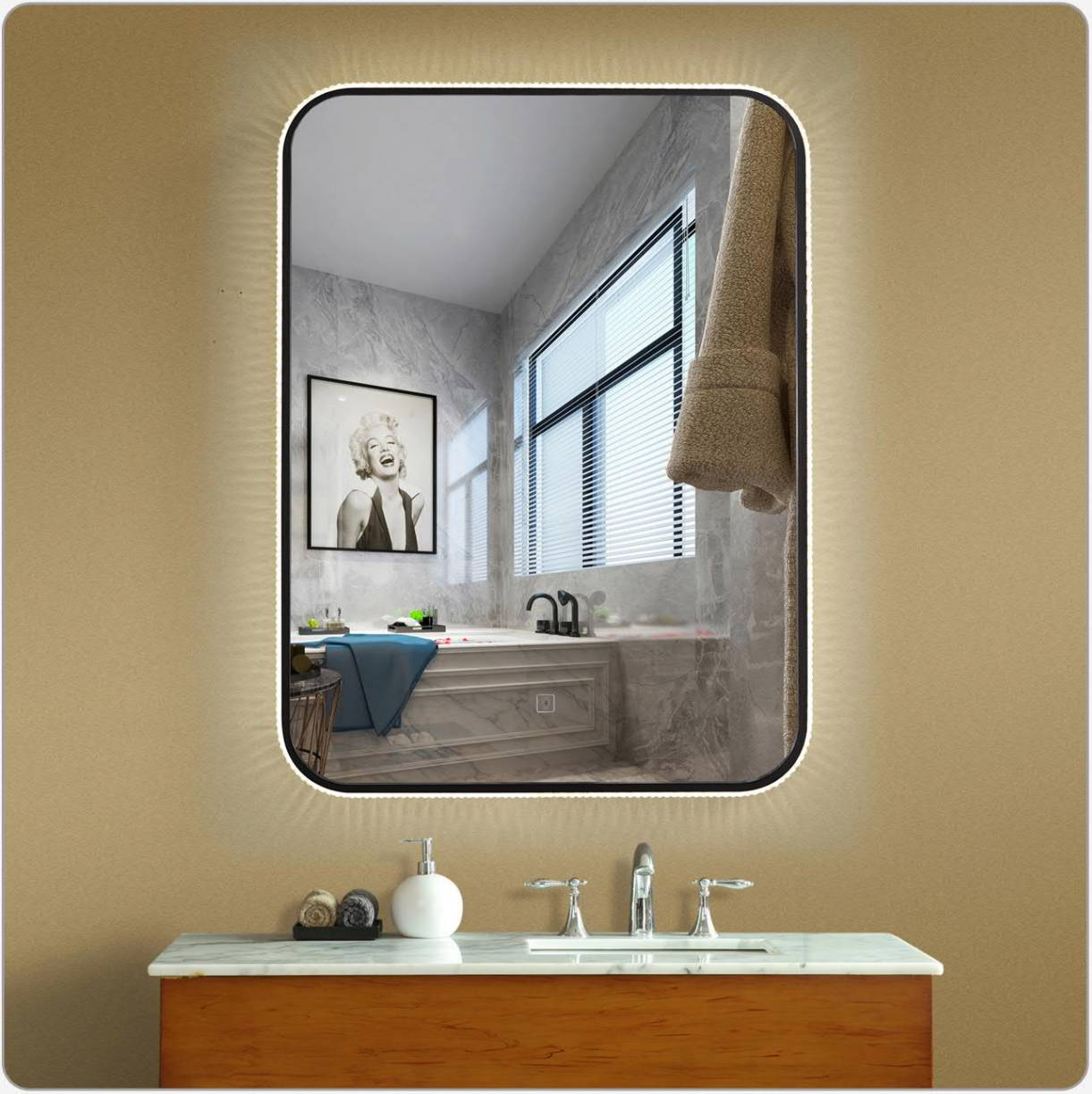 Hot Sale High End Frameless Dimmer Intelligent Bathroom Mirror  Square Backlit Mirror Semi Circle Bathroom Mirror - China Smart Mirror  Bathroom Android, Frame for Bathroom Mirror