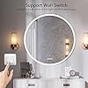 ZHUOTAI Round LED Bathroom Mirror with Lights,Acrylic Dimmable Backlit Mirror, Wall-Mounted Lighted Bathroom Vanity Mirror with Anti-Fog, Memory, 3 Colors, IP54,CRI90+(Horizontal/Vertical)
