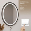 Oval Bathroom Mirror Anti-Fog 3 Colors Light, Wall Mounted Lighted Bathroom Vanity Mirror, Smart Makeup Mirror Touch Switch, Oval Lighted Mirror for Bathroom, Black, 23.6" W X 31.49" H
