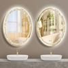 Crystal Oval Vanity Mirror with Lights 20 X 30 Inch Crystal Oval Lighted Mirror for Bathroom Wall Light Up LED Ovals Mirrors with Diamond Front Light Smart Memory 3 Color Dimmable Anti-Fog