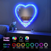 24"x24" Heart Shaped Mirror Crushed Diamond, RGBWY LED Heart Vanity Mirror with Lights, 3 Lighting Modes And 7 Static Colors, Wall Mounted LED Bathroom Mirror, Dimmable, Memory Function