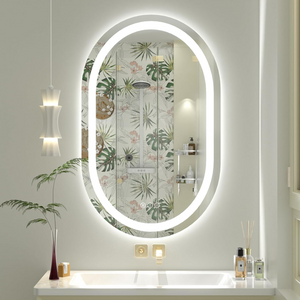 24x36 OblongLighted Bathroom Mirror, LED Bathroom Mirror with Lights, Oval LED Mirror for Bathroom, Anti-Fog, Shatter-Proof, Dimmable, Memory, 3 Colors (Front Lights + Backlit)