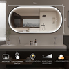51"x27" Oval Led Mirror for Bathroom, Black Metal Framed Lighted Vanity Mirror with Lights, Anti-Fog Light Up Mirror with 3 Colors Dimmable, Frontlit, Shatterproof, Horizontal/Vertical