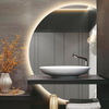 Modern Bathroom Mirror, Wall-Mounted Light Mirror with Backlight, Anti Fog 3-Color Dimmable(Right Cut,47.2"x31.5")