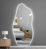 Full-length Led Mirror, Aesthetic Irregular Wavy Bathroom Wall Mirror with Ligths, Modern Hanging Frameless Led Lighted Backlit Mirror (60"x35" Inches)